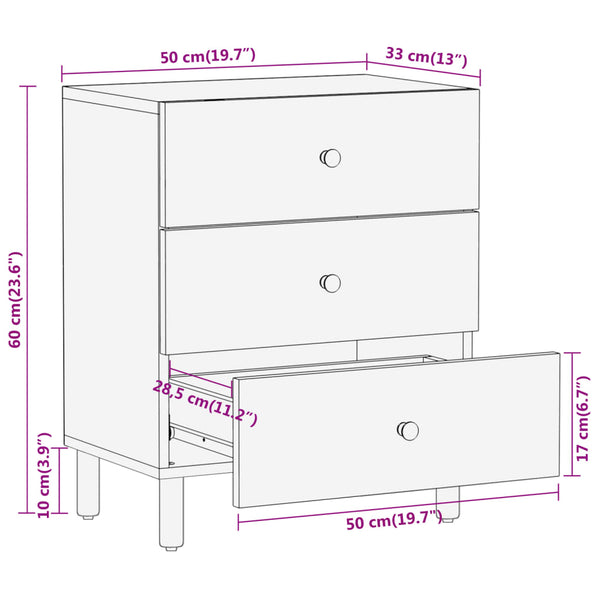 Nachttisch Mango Massivholz 50x33x60 cm