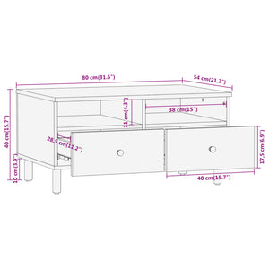 Couchtisch Mango Massivholz 80x54 cm