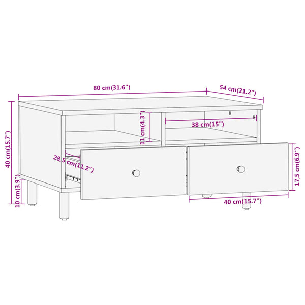Couchtisch Mango Massivholz 80x54 cm