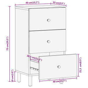Mango Beistellschrank Massivholz 40x33x75 cm