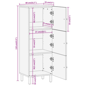 vidaXL Buffet haut 40x33x110 cm Bois de manguier massif