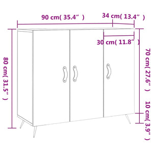 Sideboard Weiß Hochglanz 90 cm