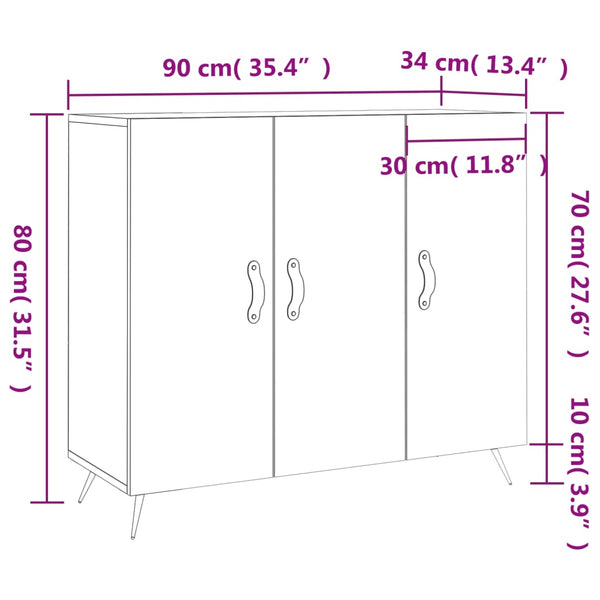 Sideboard Weiß Hochglanz 90 cm
