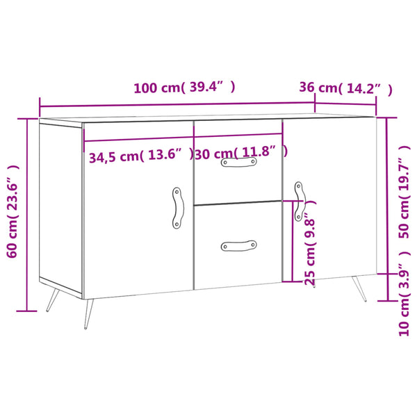 Sideboard Braun Eichenoptik 100 cm