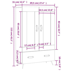 Schwarzes Highboard 69,5x31x115cm