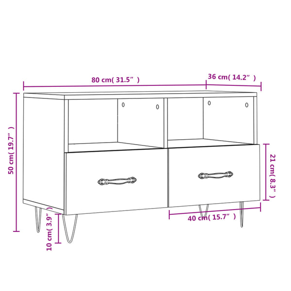 TV-Schrank Braun Eichen-Optik 80 cm