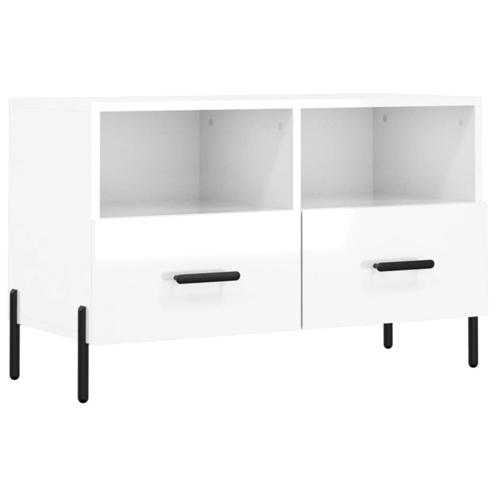 vidaXL Meuble TV blanc brillant 80x36x50 cm Aggloméré