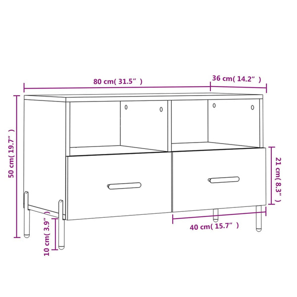 TV-Schrank Weiß Hochglanz 80x36x50 cm