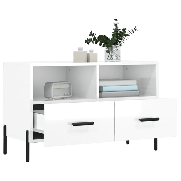 TV-Schrank Weiß Hochglanz 80x36x50 cm