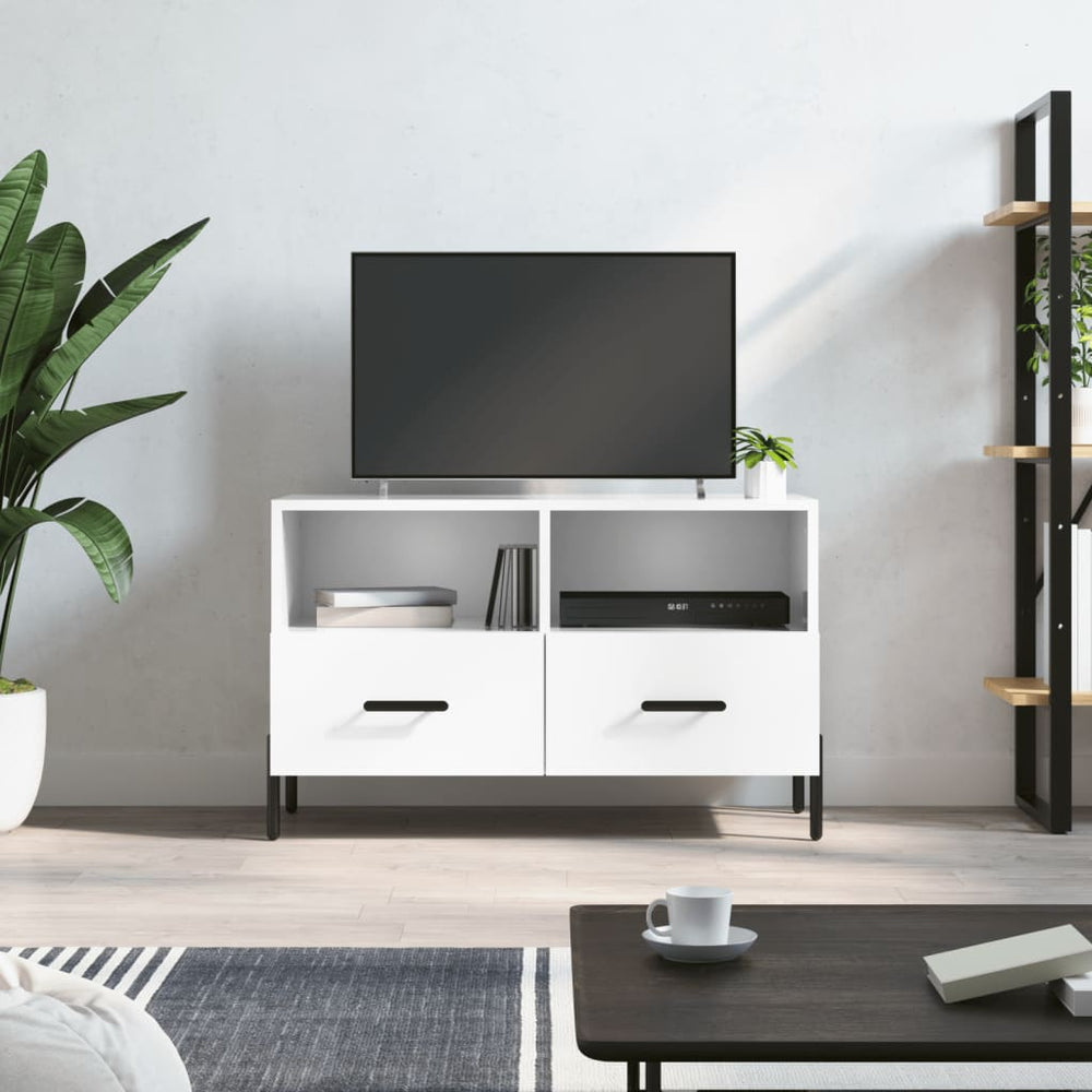 vidaXL Meuble TV blanc brillant 80x36x50 cm Aggloméré