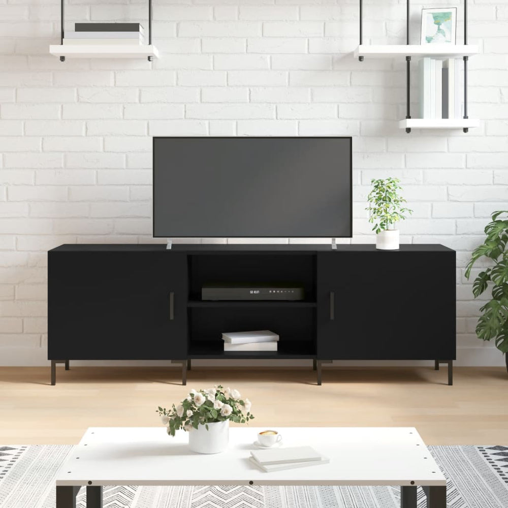 Meuble TV vidaXL noir 150x30x50 cm en bois d'ingénierie