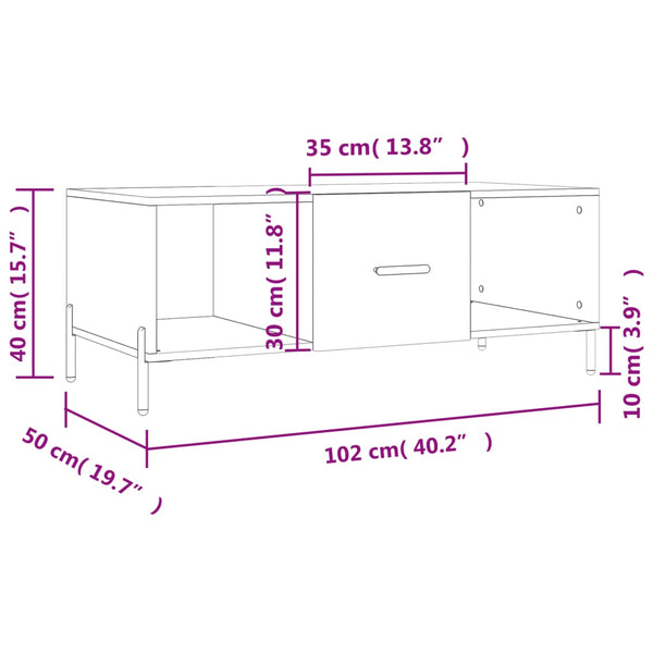 Weißer Couchtisch 102x50 cm