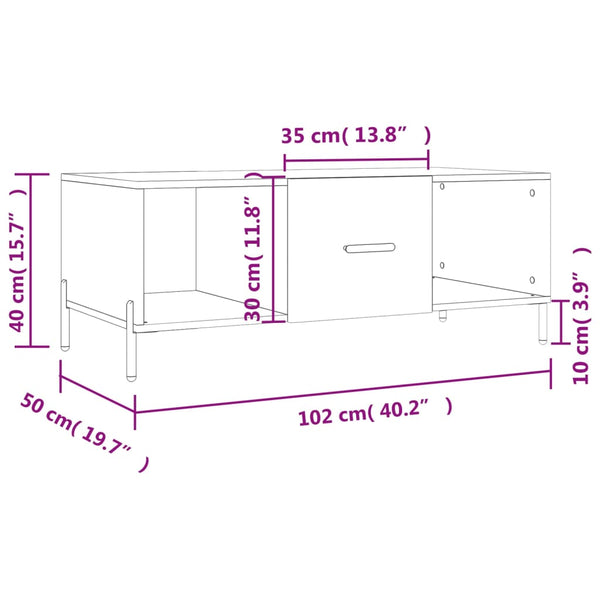 Betongrauer Couchtisch 102x50 cm