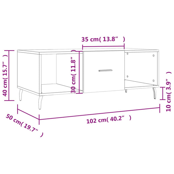 Schwarzer Couchtisch 102x50 cm