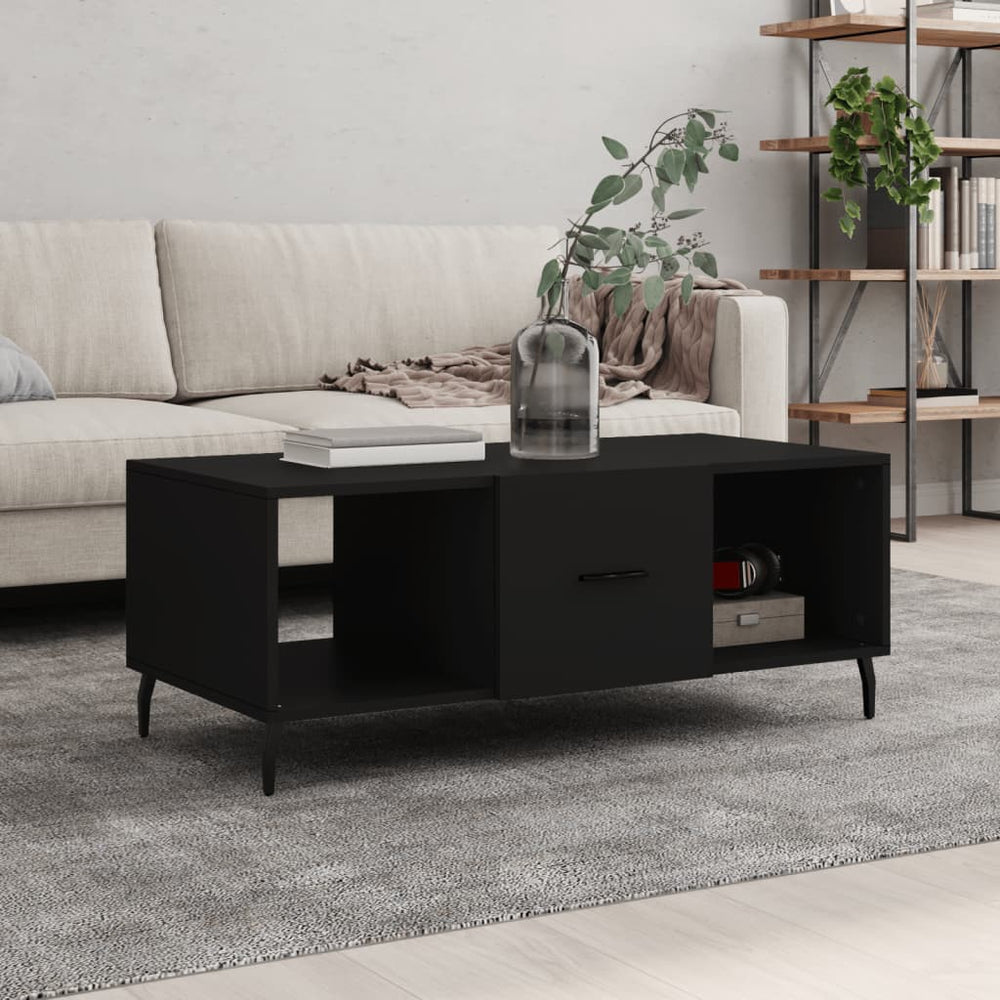 vidaXL Table basse noire 102x50x40 cm en bois d'ingénierie