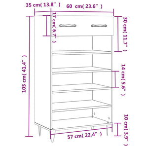 Schuhschrank Sonoma Eiche 60x35x105 cm