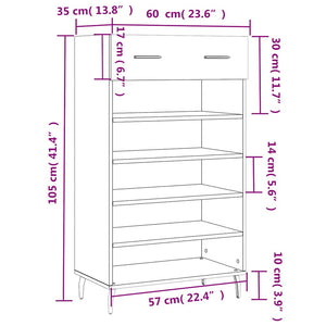 Schuhschrank Schwarz 60x35x105 cm
