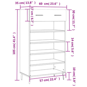 Hochglanz Schuhschrank Weiß 60x105 cm