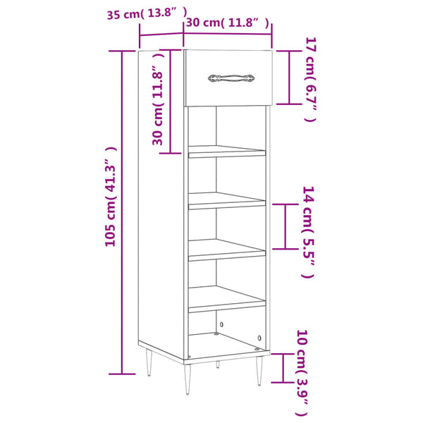 Schuhschrank Braun Eichenoptik 105 cm