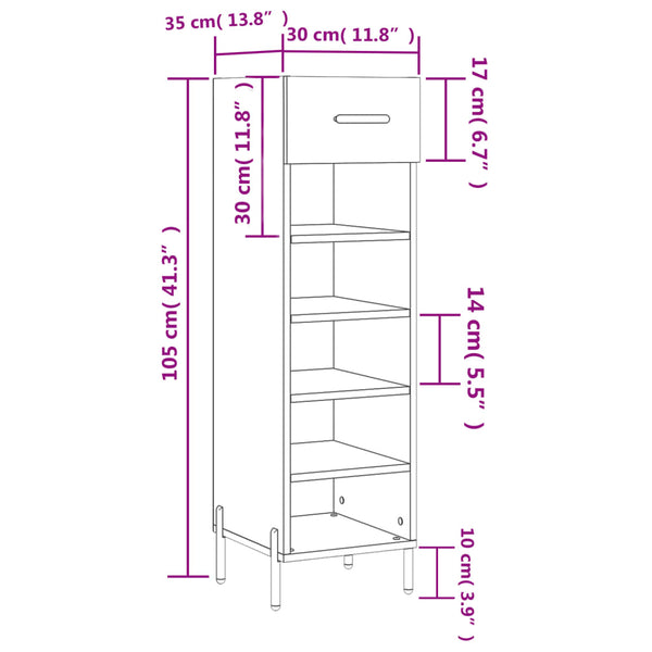Schuhschrank Grau Sonoma 30x35x105 cm