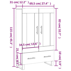 Highboard Grau Sonoma 69,5x31x115 cm