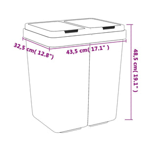 vidaXL Poubelle double anthracite 2 x 25 L