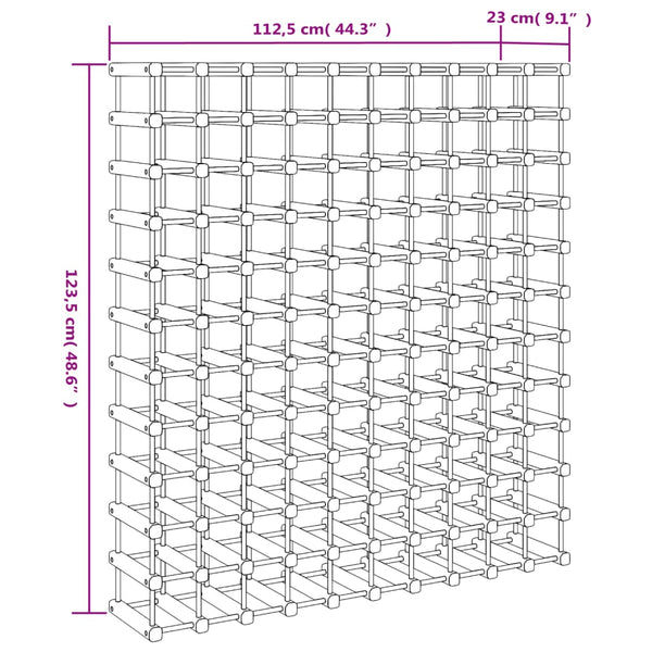 vidaXL Casier à bouteilles pour 120 bouteilles 112,5x23x123,5 cm Bois de pin massif