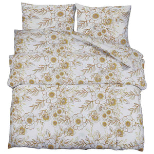 vidaXL Parure de lit blanc et marron 200x200 cm coton