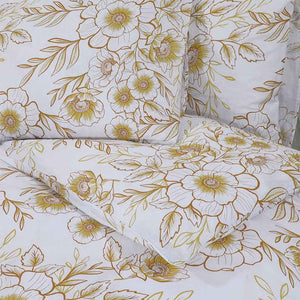 vidaXL Parure de lit blanc et marron 200x200 cm coton