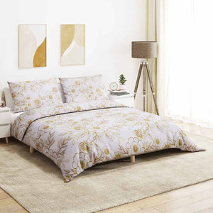 vidaXL Parure de lit blanc et marron 200x200 cm coton
