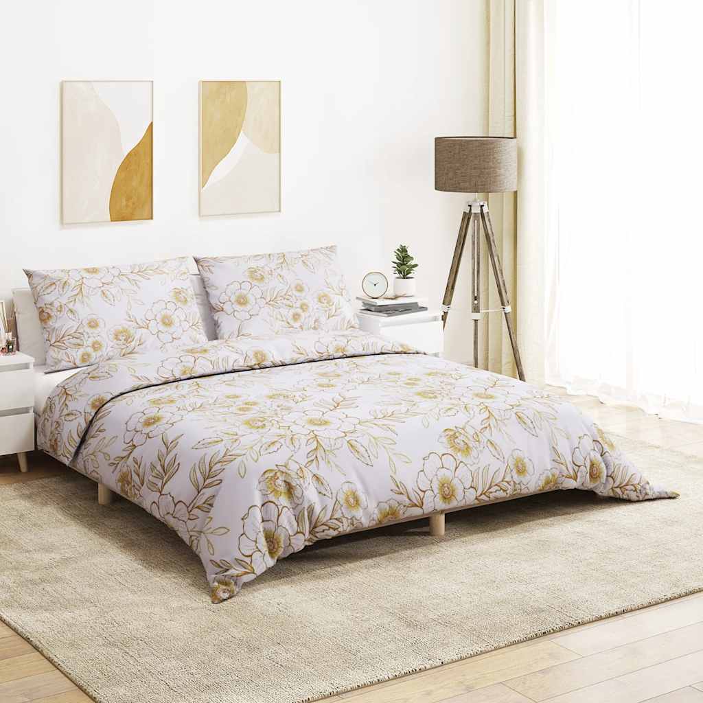 vidaXL Parure de lit blanc et marron 200x200 cm coton
