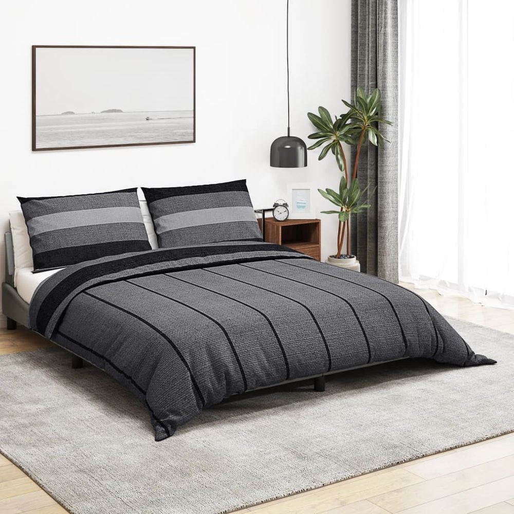 vidaXL Parure de lit Gris foncé 200x200 cm Coton