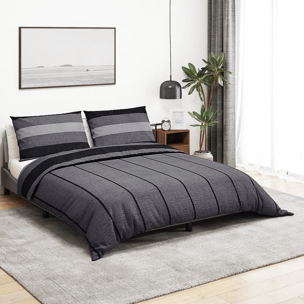 vidaXL Parure de lit Gris foncé 200x200 cm Coton