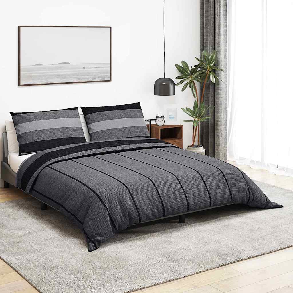 vidaXL Parure de lit Gris foncé 200x200 cm Coton