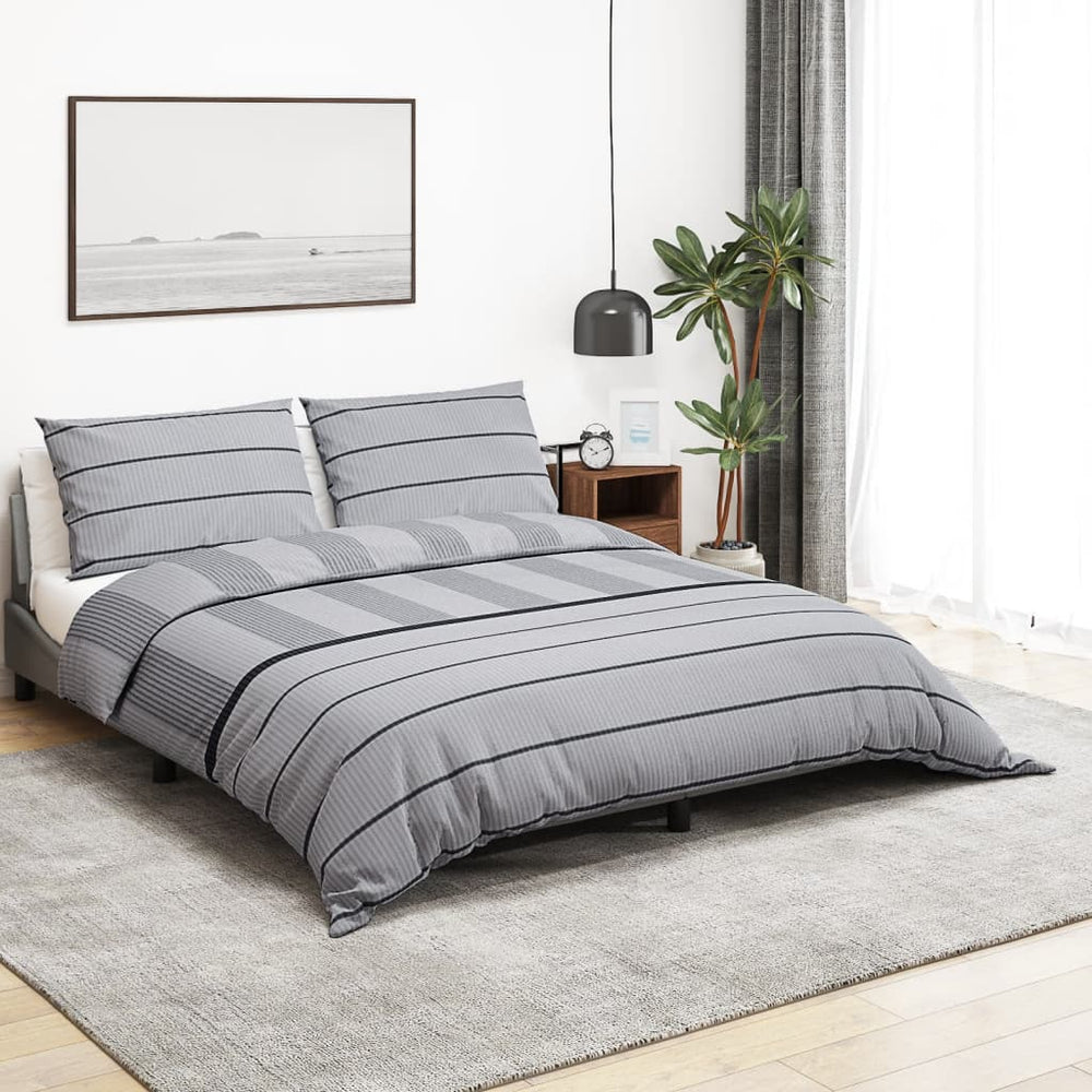 vidaXL Parure de lit Gris 140x200 cm Coton