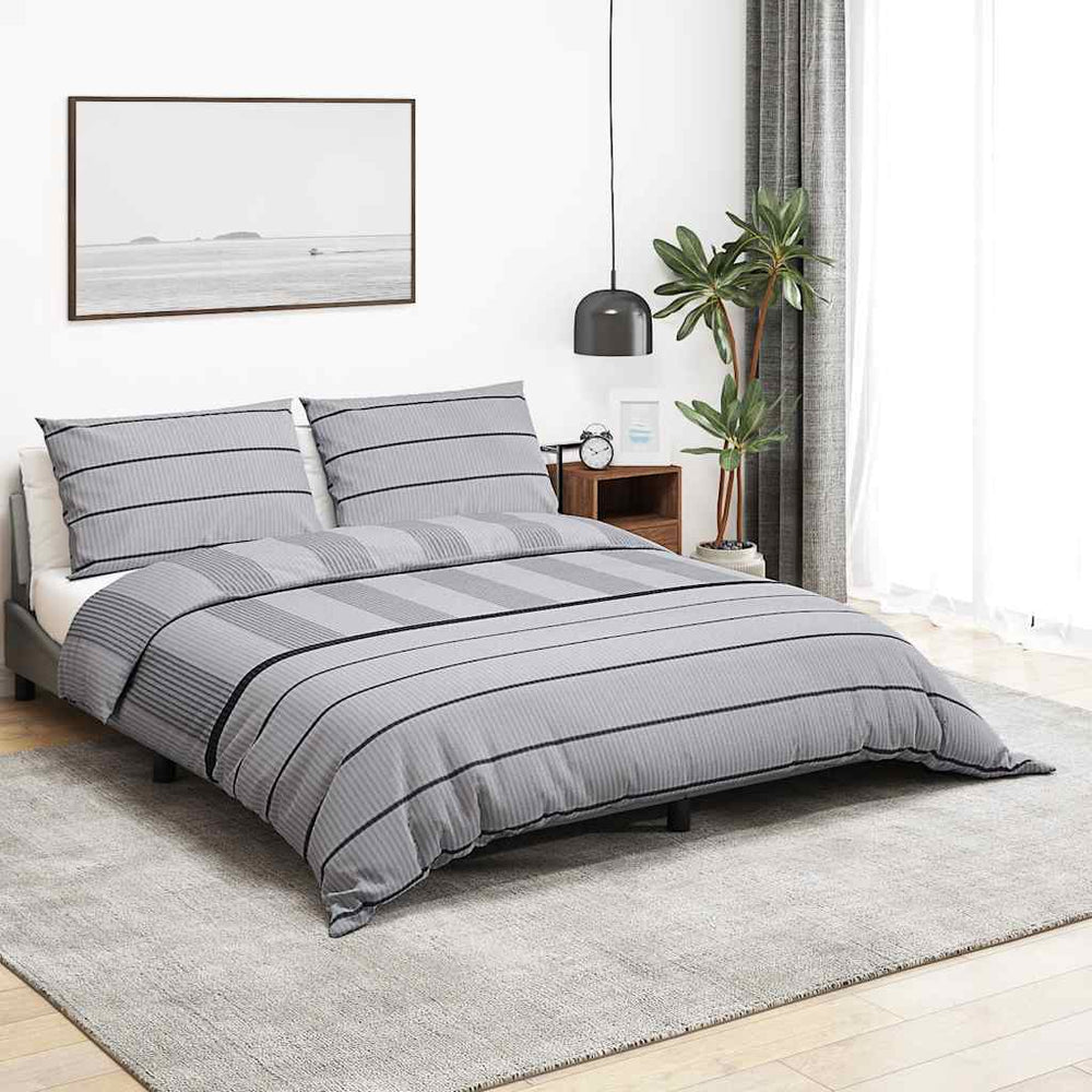 vidaXL Parure de lit Gris 155x220 cm Coton