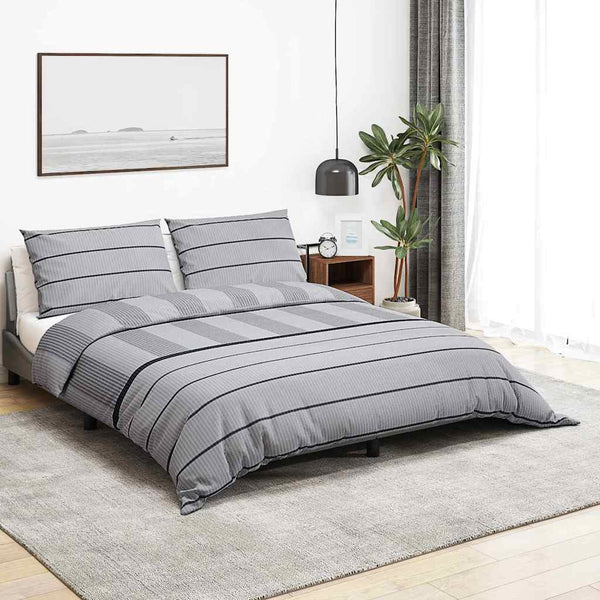 Bettwäsche-Set Grau 200x200 cm Baumwolle