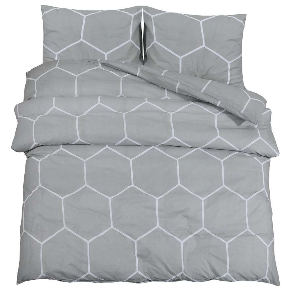 Bettwäsche-Set Grau 240x220 cm Baumwolle