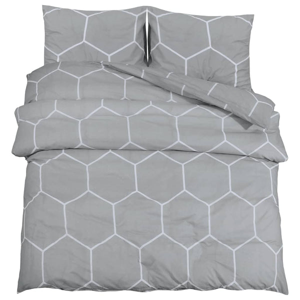 vidaXL Bedding Set Grey 135x200 cm Cotton