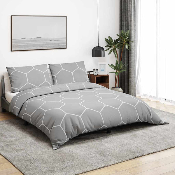 vidaXL Bedding Set Grey 135x200 cm Cotton