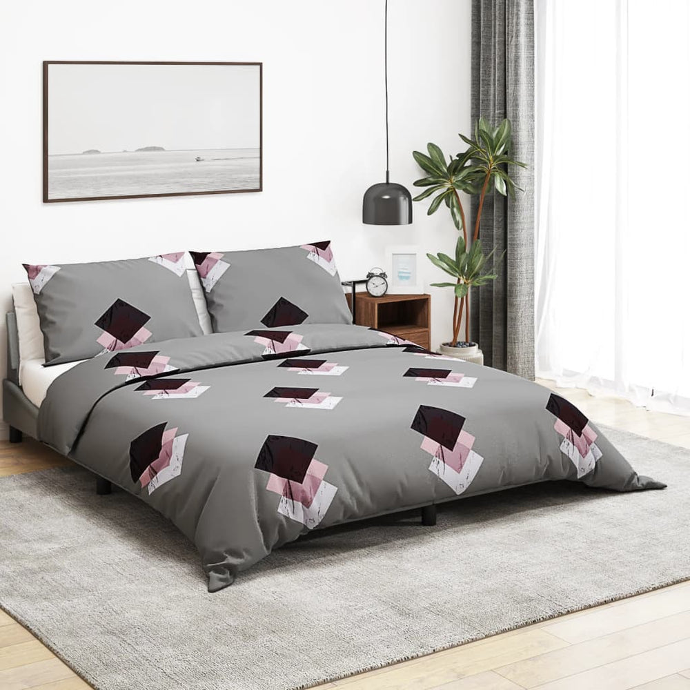 vidaXL Parure de lit grise 135x200 cm coton