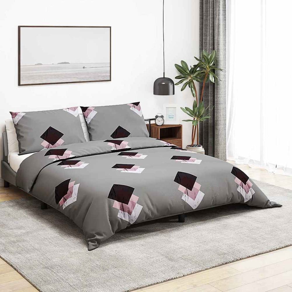 vidaXL Parure de lit Gris 155x220 cm Coton