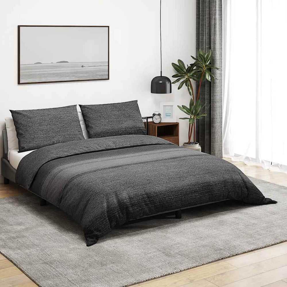 Bettwäsche-Set Dunkelgrau 260x240 cm Baumwolle