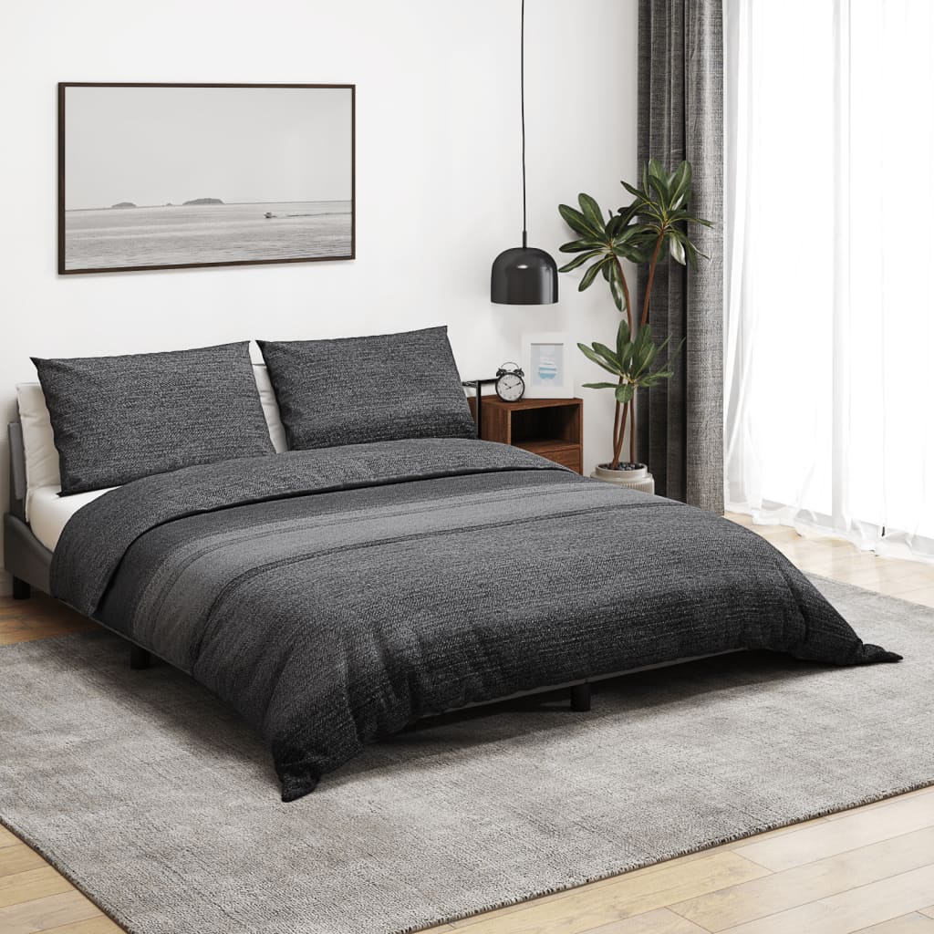 Bettwäsche-Set Dunkelgrau 155x220 cm Baumwolle