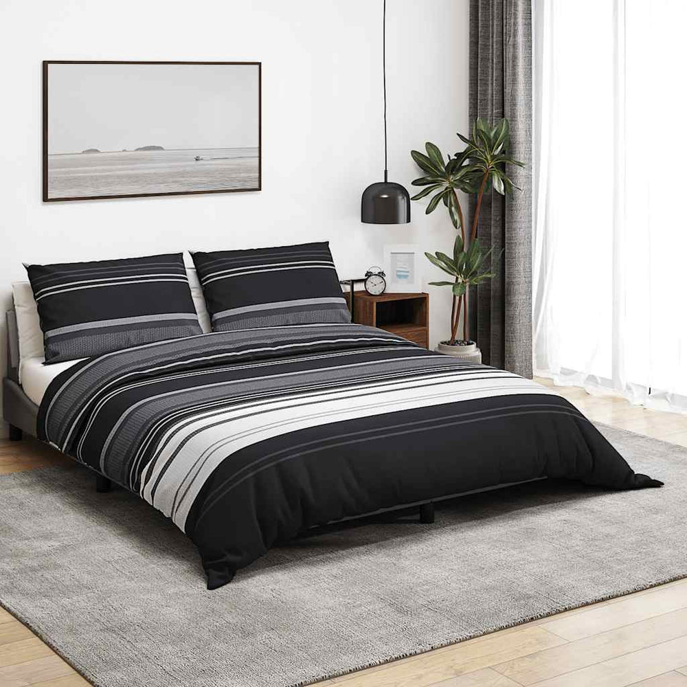 Bettwäsche-Set Schwarz und Weiß 135x200 cm Baumwolle