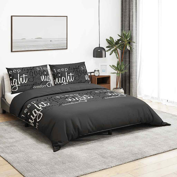 Bettwäsche-Set Schwarz 135x200 cm Baumwolle