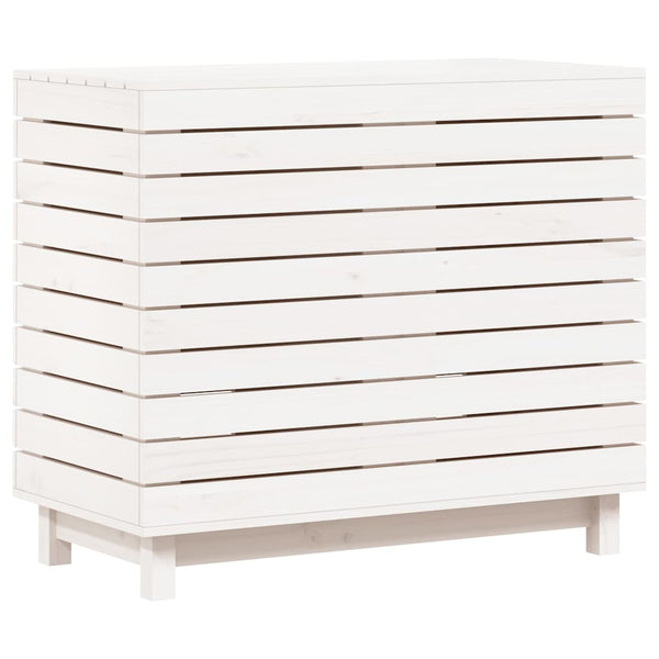 vidaXL Coffre à linge blanc 88,5x44x76 cm bois de pin massif