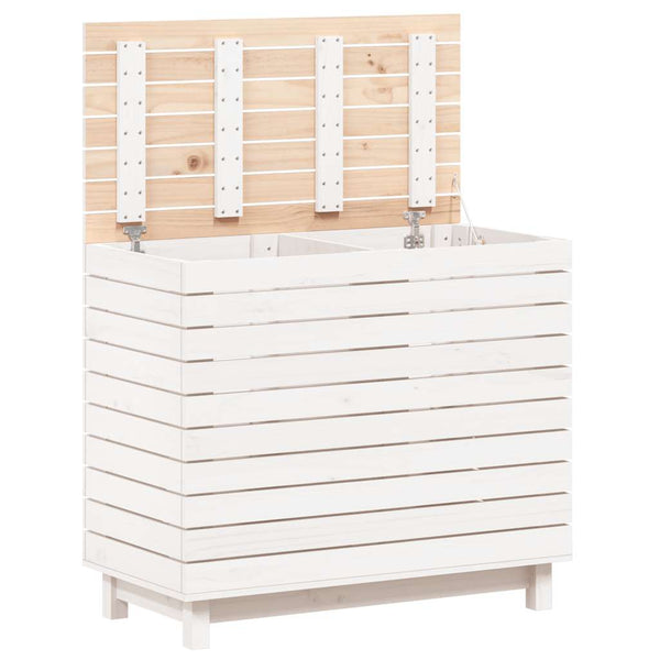 vidaXL Coffre à linge blanc 88,5x44x76 cm bois de pin massif