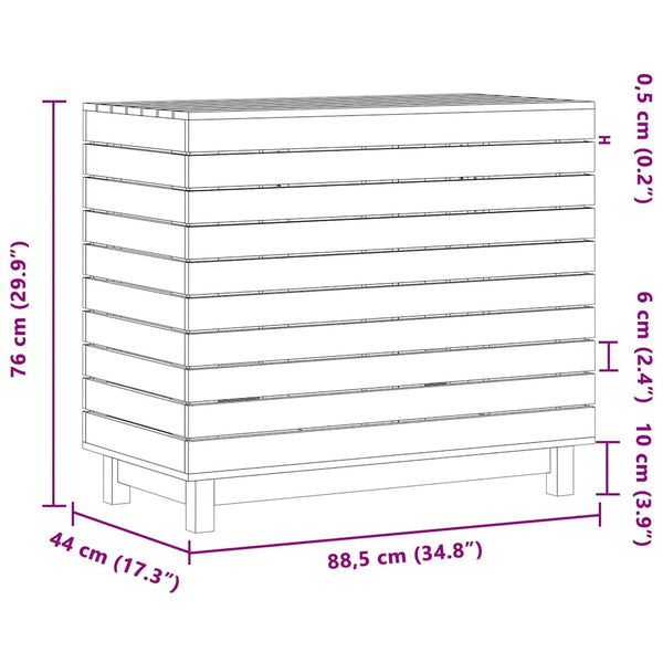 vidaXL Coffre à linge blanc 88,5x44x76 cm bois de pin massif