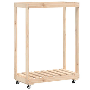 vidaXL Range-bûches sur roulettes 76,5x40x108 cm en pin massif